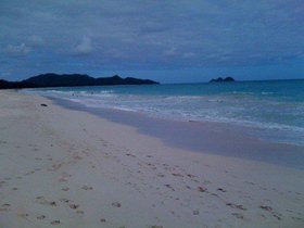 Semi-hidden beach past a McDonalds near Waimanalo.jpg